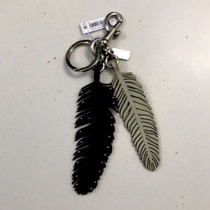 Nwt Coach multi feather bag charm,navy/green,#2760